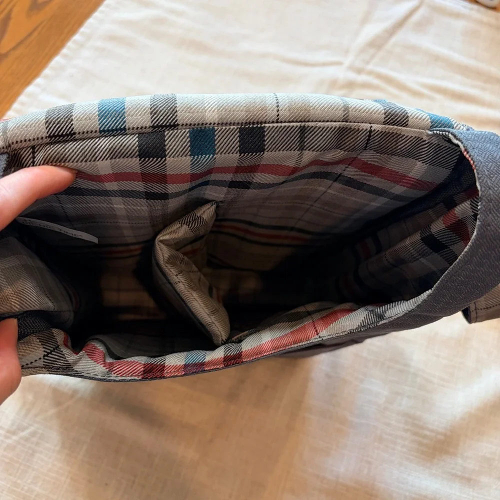 Carnaby Street by Picnic Time Gray Plaid Lined‎ Messenger Crossbody Bag